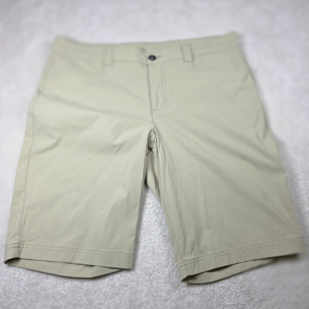 Eddie Bauer Shorts Womens 12 Beige Chino Stretch Outdoor Flat Front Classic